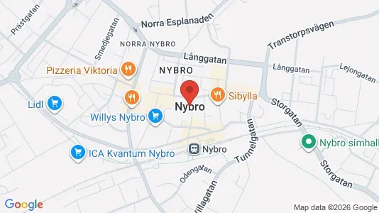 Kontorslokaler att hyra i Nybro - kort over placeringen
