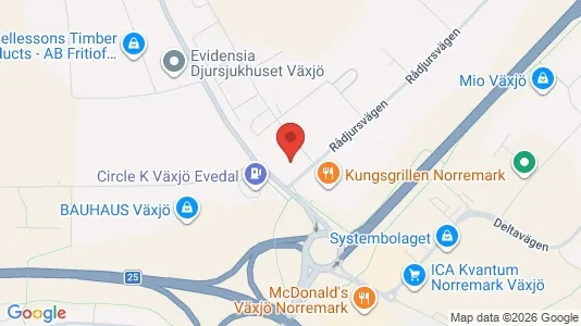 Kontorslokaler att hyra i Växjö - kort over placeringen