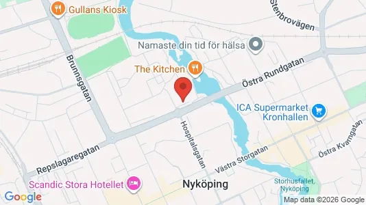 Kontorslokaler att hyra i Nyköping - kort over placeringen
