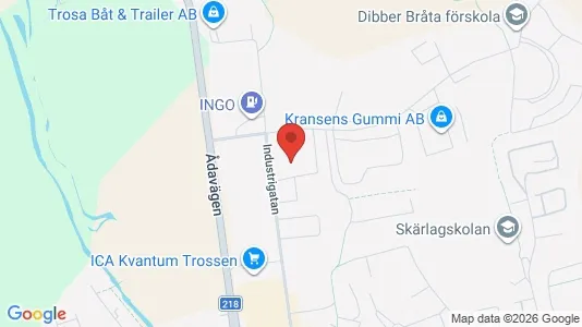 Industrilokaler att hyra i Trosa - kort over placeringen