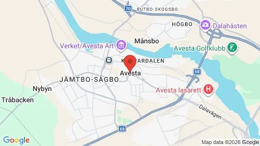 Butikslokaler att hyra i Avesta - kort over placeringen