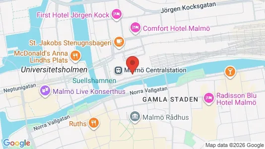 Kontorslokaler att hyra i Malmö Centrum - kort over placeringen