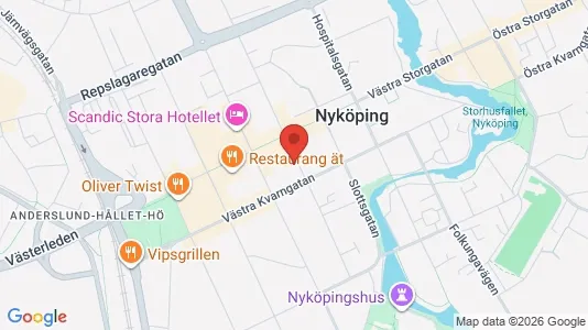 Kontorslokaler att hyra i Nyköping - kort over placeringen