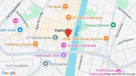 Kontorslokaler att hyra i Halmstad - kort over placeringen