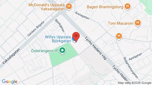 Kontorslokaler att hyra i Uppsala - kort over placeringen