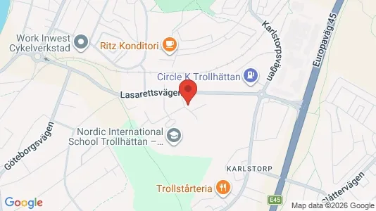 Kontorslokaler att hyra i Trollhättan - kort over placeringen
