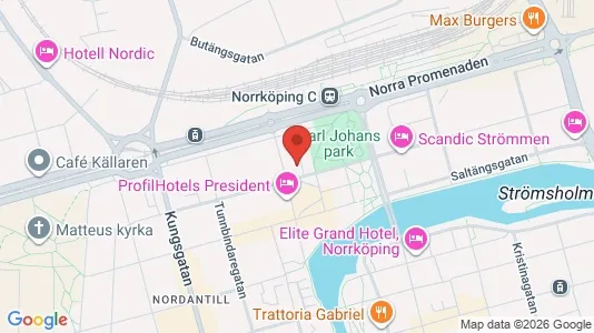 Kontorslokaler att hyra i Norrköping - kort over placeringen