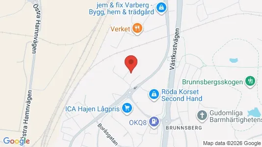 Affärslokaler att hyra i Varberg - kort over placeringen
