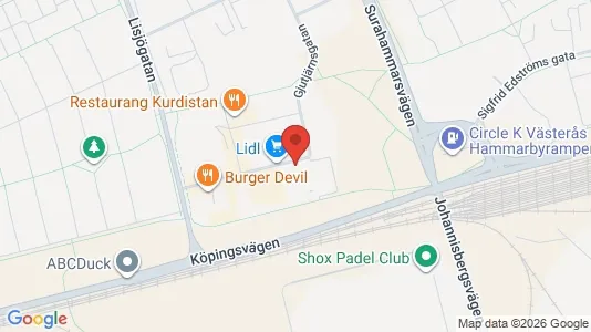 Affärslokaler att hyra i Västerås - kort over placeringen