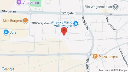 Kontorslokaler att hyra i Växjö - kort over placeringen