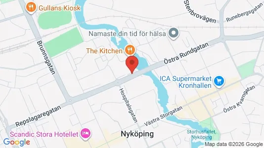 Kontorslokaler att hyra i Nyköping - kort over placeringen