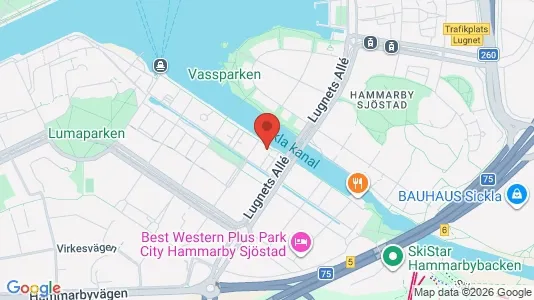 Kontorslokaler att hyra i Hammarbyhamnen - kort over placeringen