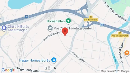 Affärslokaler att hyra i Borås - kort over placeringen
