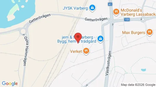 Affärslokaler att hyra i Varberg - kort over placeringen