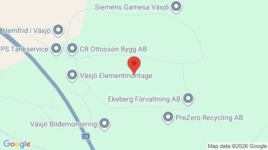 Fastighetsmarker till försäljning i Växjö - kort over placeringen