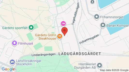 Affärslokaler att hyra i Gärdet/Djurgården - kort over placeringen