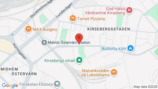 Kontorslokaler att hyra i Kirseberg - kort over placeringen