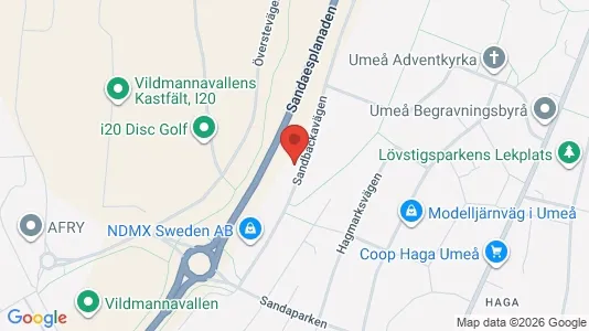 Affärslokaler att hyra i Umeå - kort over placeringen