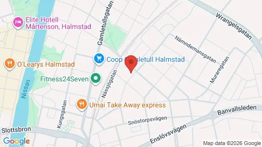 Kontorslokaler att hyra i Halmstad - kort over placeringen