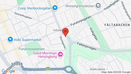 Kontorslokaler att hyra i Helsingborg - kort over placeringen