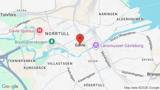 Kontorslokaler att hyra i Gävle - kort over placeringen