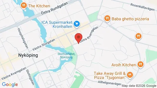 Affärslokaler att hyra i Nyköping - kort over placeringen