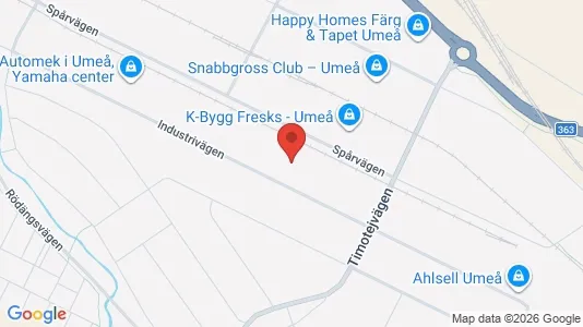 Affärslokaler att hyra i Umeå - kort over placeringen