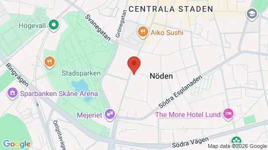 Affärslokaler att hyra i Lund - kort over placeringen