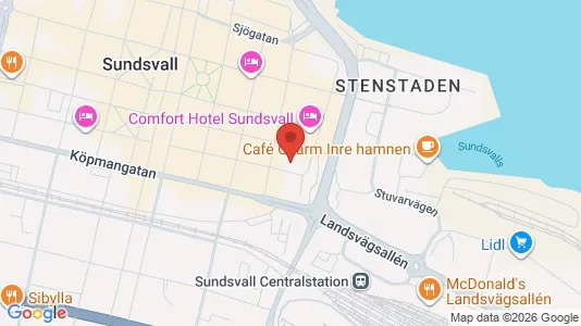 Kontorslokaler att hyra i Sundsvall - kort over placeringen