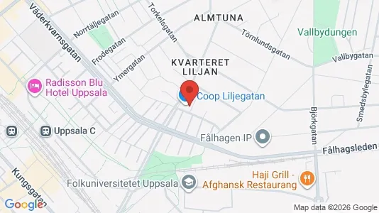 Affärslokaler att hyra i Uppsala - kort over placeringen