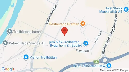 Affärslokaler att hyra i Trollhättan - kort over placeringen