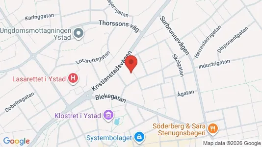 Affärslokaler till försäljning i Ystad - kort over placeringen