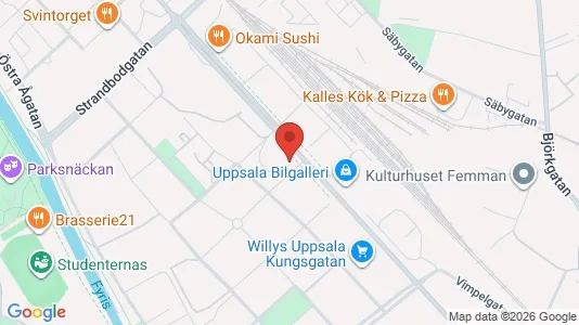 Affärslokaler att hyra i Uppsala - kort over placeringen