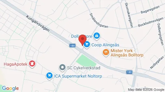 Industrilokaler att hyra i Alingsås - kort over placeringen