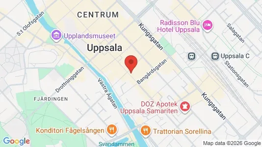Affärslokaler att hyra i Uppsala - kort over placeringen