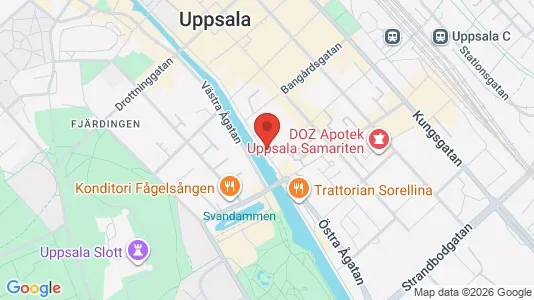 Affärslokaler att hyra i Uppsala - kort over placeringen