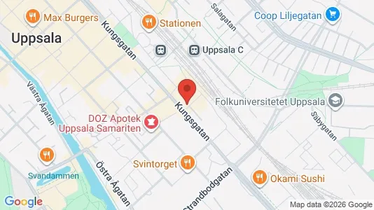 Kontorslokaler att hyra i Uppsala - kort over placeringen