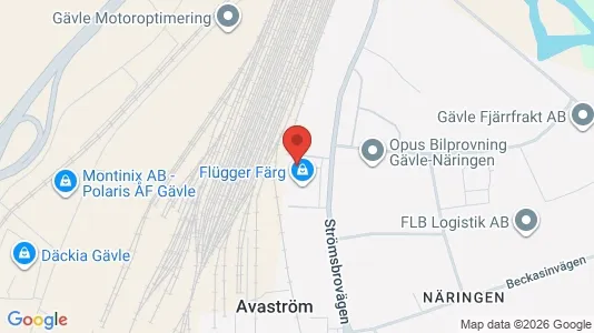 Industrilokaler att hyra i Gävle - kort over placeringen
