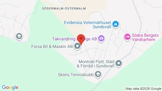 Industrilokaler att hyra i Sundsvall - kort over placeringen