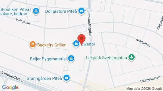 Lagerlokaler att hyra i Piteå - kort over placeringen