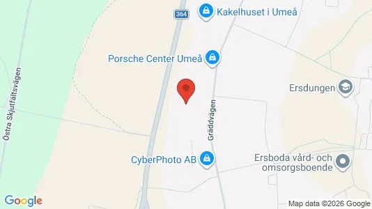 Affärslokaler att hyra i Umeå - kort over placeringen