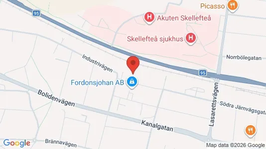 Kontorslokaler att hyra i Skellefteå - kort over placeringen