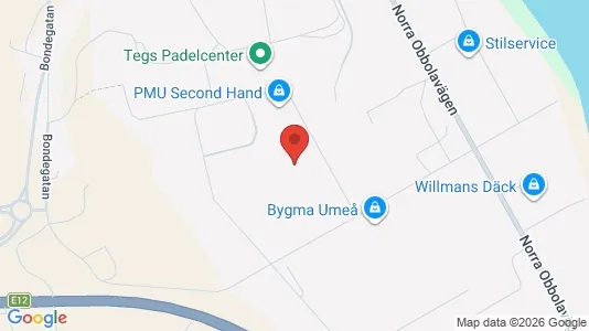 Kontorslokaler att hyra i Umeå - kort over placeringen