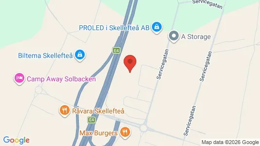 Industrilokaler att hyra i Skellefteå - kort over placeringen