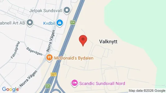 Industrilokaler att hyra i Sundsvall - kort over placeringen