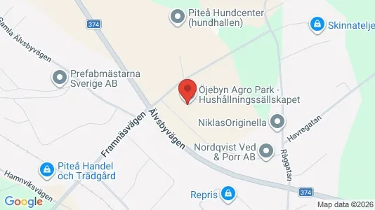 Lagerlokaler att hyra i Piteå - kort over placeringen