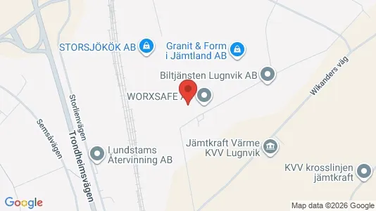 Industrilokaler till försäljning i Östersund - kort over placeringen