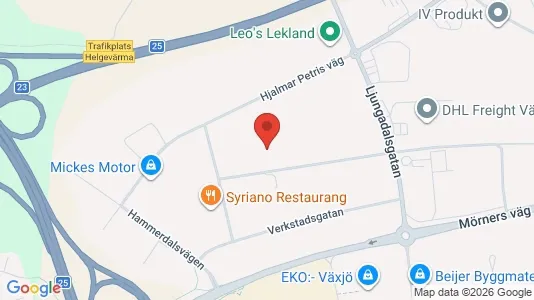 Kontorslokaler att hyra i Växjö - kort over placeringen