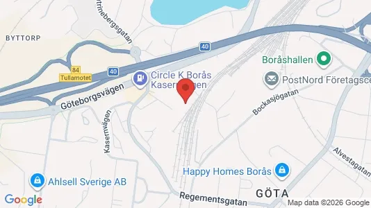 Lagerlokaler att hyra i Borås - kort over placeringen