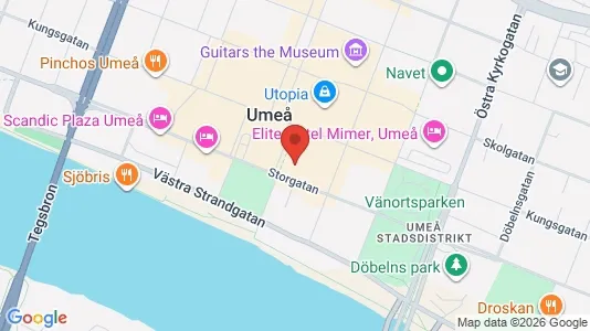 Kontorslokaler att hyra i Umeå - kort over placeringen